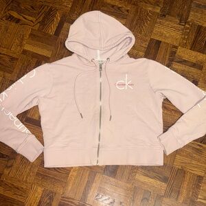 CALVIN KLEIN JEANS Light Pink Zip Hoodie with CK Chest Logo